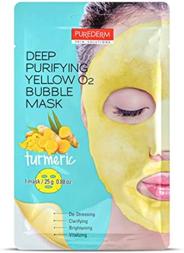 PUREDERM Deep Purifying Yellow O2 Bubble Mask Turmeric