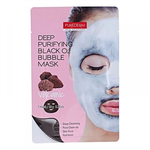 PUREDERM Deep Purifying Black O2 Bubble Mask Volcanic