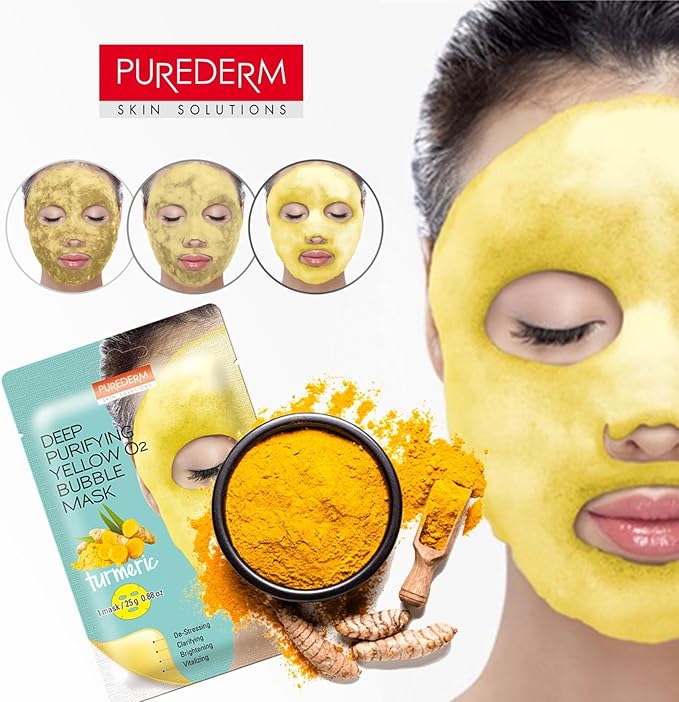 PUREDERM Deep Purifying Yellow O2 Bubble Mask Turmeric