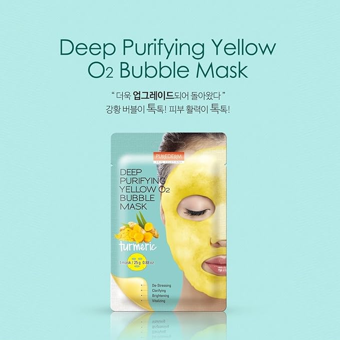 PUREDERM Deep Purifying Yellow O2 Bubble Mask Turmeric