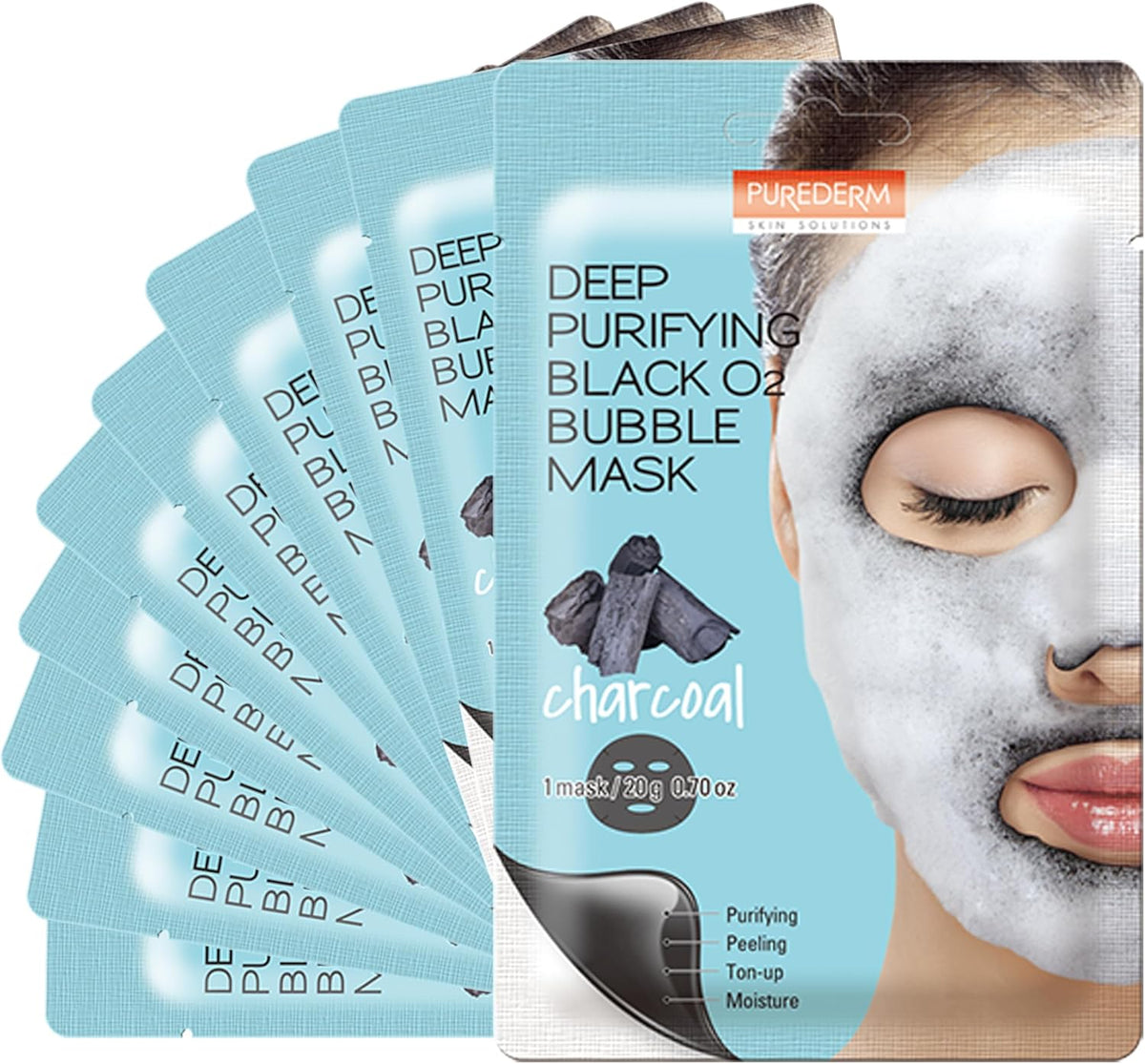 PUREDERM Deep Purifying Black O2 Bubble Mask Charcoal