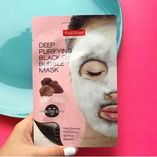 PUREDERM Deep Purifying Black O2 Bubble Mask Volcanic