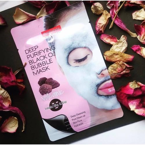 PUREDERM Deep Purifying Black O2 Bubble Mask Volcanic