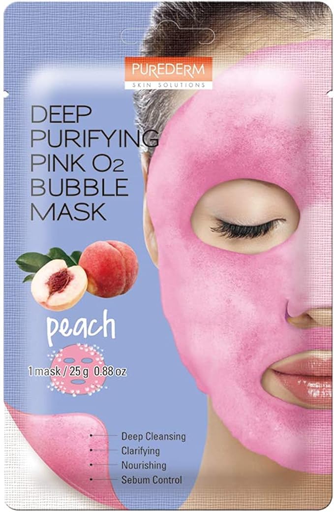 PUREDERM Deep Purifying Pink O2 Bubble Mask Peach